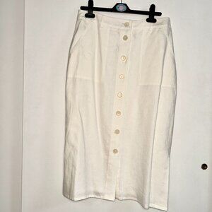 Talbots 100% linen button down maxi skirt 6P with 100% cotton lining w pockets